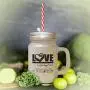 Green Love Four Legged Word Many Not Perfect But Dog Loves Frosted Glass Mason Jar With Straw