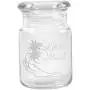 Clear Glass Herb Stash Jar with Lid 4.5 oz with Lifes a beach Logo from Smoke Promos
