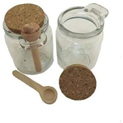 1ct. Premium 8oz Reusable Chefs Glass Spice / Salt Jar with Wooden Spoon