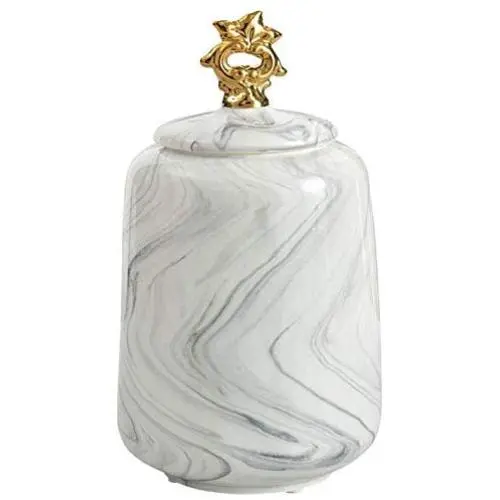 Bouteille de stockage en céramique Hoobar avec couvercle, Réservoir marbré créatif, Récipient de stockage en porcelaine pour café, thé et grains, Convient pour la cuisine, le bureau et la décoration intérieure (A)
