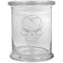 12 oz Clear Glass Herb Stash Jar and Lid with Evil Skull Logo
