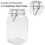 Betrome 50 OZ Glass Jar 3 Pack Reusable Storage Jar with Stainless Steel Clasp Airtight Rubber Gasket Lid for Jam, Coffee, Tea,Honey, Beans, Spice and More