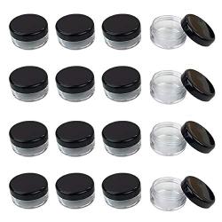 24Pcs 10G/10ML Round Clear Jars Empty Refillable Plastic Pot Jars with Black Screw Cap Lids Cosmetic Sample Containers for Lip Balms Makeup Samples Makeup Eye Shadow Face Cream Nails Powder Jewelry