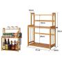 Spice Rack 2-Tier Standing Spice Rack Kitchen Bathroom Countertop Storage Organizer, Bamboo Spice Bottle Jars Rack Holder With Adjustable Shelf Kitchen Counter Rack Organizer