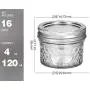 Bouteilles en verre VERONES de 100 ml avec couvercles et anneaux réguliers, idéales pour confitures, miel, cadeaux de mariage, cadeaux de douche, aliments pour bébés, pots d'épices magnétiques DIY, 16 PACK, Extra 16 couvercles.
