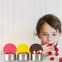Pinwheelers Mini Edelstahl Lebensmittelbehälter Set 3 x 3,7 oz mit wasserdichten Silikonverschlüssen, Perfekt für Kinder Snacks, Dip-Becher, Saucen oder Dressingbehälter (Safari Trio)