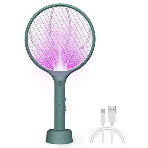 Endbug Insektizide Lampe & Fliegenreizker Schläger 2-in-1, USB-Aufladbare Elektrische Mücken- und Fliegenvernichter für Zuhause Innen- und Außenbereich (Grün)