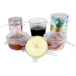 Silicone Stretch Lids (6 Pack, All Small Lids), Reusable, Durable, Expandable. Great for Keeping Food and Drinks Fresh, Dishwasher and Freezer Safe (2.8 In. in Diameter - Seals up to 4 Inch Container)