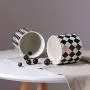 Round Ceramics Diamond Lattice Sealed Tank Tuba Storage Candy Jar Food Sugar Coffee Container Kitchen Canister Cereal Dispenser,C