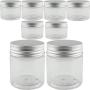 Kaptin 12Pack Empty BPA Free Clear Wide-Mouth Plastic Storage Containers with Silver Metal Lids Reusable Eco-Friendly Kitchen Jars Organizers for Dry Goods and More (Silver Lid, 12)