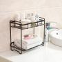 TNKML Wrought Iron Condiment Storage Rack Kitchen Countertop Spice Rack Double Storage Rack - Black
