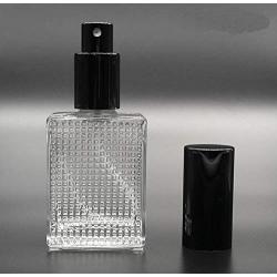 1PC 30ml/1oz Upscale Empty Refillable Glass Mist Sprayer Bottle Perfum Atomizer Vial Portable Cosmetic Container Jars Pot Holder with Black Lid For Fragrance Moisturizing Makeup Water Cologne