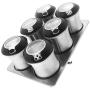 Rungfa Magnetic Spice Jars With Holder 7 Pieces Stainless Steel Rotating Top Lid 3.5 oz
