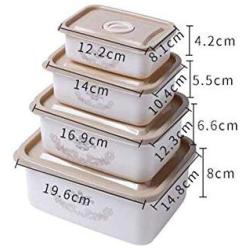 Square Crisper/Transparent Plastic Refrigerator Storage Box Food Cereal Kitchen Grain Jar Meal Preparation Lunch Box Lunch Box Set 4 Pieces Food Storage Container (Color : Brown)