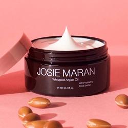Josie Maran Whipped Argan Oil Body Butter - Immediate, Lightweight, and Long-Lasting Nourishment to Soften and Hydrate Skin (240ml/8.0oz, Vanilla Bean)