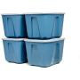 HOMZ 18 Gallon Eco Storage Container, Blue Base, Silver Lid, 4 Pack