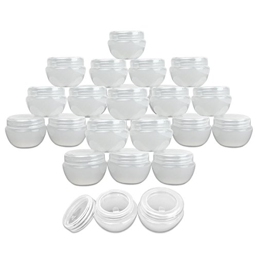 Beauticom 24 Pieces 30G/30ML (1 Oz) White Frosted Container Jars with Inner Liner for Lotion, Toners, Lip Balms, Makeup Samples - BPA Free