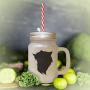 Navy Domestic Longhair Cat Head Silhouette #1 Frosted Glass Mason Jar With Straw