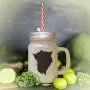 Soft Pink Domestic Longhair Cat Head Silhouette #1 Frosted Glass Mason Jar With Straw