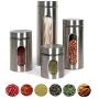 CSPFAIRY Lead Free Glass Multifunction Spice Box Stainless Steel Seal Flavoring Jar Barbecue Bottle Big Capacity 4 Pcs/Set Kitchen Supplies