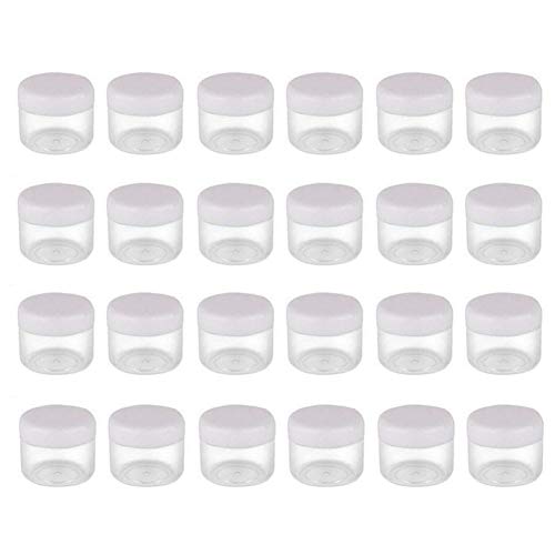 50PCS 20G/0.7OZ Cosmetic Containers Empty Clear Plastic Sample Jars with Lids Refill Makeup Pot Storage Sample Trial Packing for Liquid Creams Lotion Eye-Creams or for Nails Sequins Gems Beads Jewelry