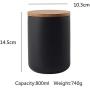 Bocal Céramique pour Café TNKML avec Couvercle en Bambou Étanchéifié 800ml – Récipient de Rangement Alimentaire pour Thé, Sucre, Graines, Noix, Café (800ml)