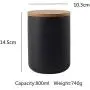 TNKML Ceramic Coffee Canister Airtight With Sealed Bamboo Lid 800Ml Kitchen Food Storage Jar Container For Tea Sugar Coffee Bean Nuts Grain 800Ml