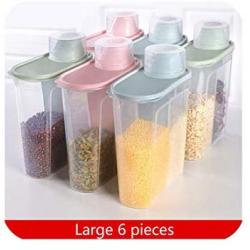 Food Storage Box Plastic Clear Container Set With Pour Lids Kitchen Storage Bottles Jars Dried Grains Tank,L6