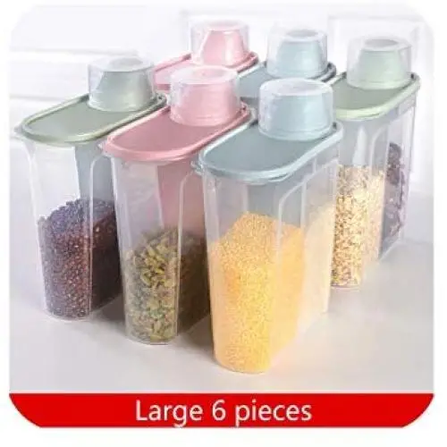 Klare Kunststoff-Aufbewahrungsboxen Set mit Gießdeckeln, Küchen-Aufbewahrungsbehälter, Glaskolben, Gläser, für Trockengetreide, Tank, L6