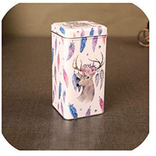 Pink Bird Iron Box Tea Coffee Bean Sugar Storage Jars Candy Nougat Metal Can Home Office Decor Jar,C