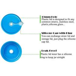 Jillmo Plastic Mason Jar Lids with Straw Hole, 6 Regular Mouth & 6 Wide Mouth Lids for Drinking & Storage