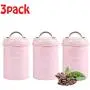 LEGOU Set von 3 luftdichten Tee- Zucker- und Kaffeekannen mit Deckel – Geeignet als Lebensmittelbehälter, wiederverwendbar, Pink