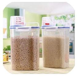 Kitchen Storage Organizer Cereal Container Rice Cereal Grain Bean Container & Measuring Cup Sealed Box Silicone Ring Sealed Tank,as picture