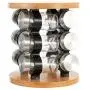 AHUA Drehteller Gewürz Turm, Rund oder Eckig, Bambus Gewürz Turm, Drehteller Gewürzregal, Würzespeicher Organisationsset, Set von 12 Gewürz Glaskaraffen