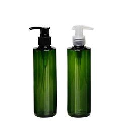 2PCS 250ml Green Empty Refillable Pump Bottles Jars With Pump Tops For Makeup Cosmetic Bath Shower Toiletries Liquid Containers Leak Proof Portable Travel Home Use