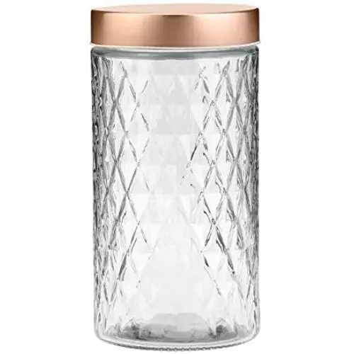 Amici Home 7CN379R Desmond Glasbehälter Aufbewahrungsglas 60 Fluid Unzen Klar mit Messingdeckel