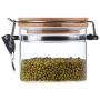 AUYE Glass Storage Jar,Coffee Bean & Kitchen food Container With Clamp Airtight wood Lid (17-Ounce)