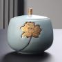 Keramik Home Decor Behältnis mit Deckel für Hotelzimmer Dekoration, Keramikbehälter als Geschäftspuzzle und dekorative Accessoires (Farbe: Natur, Größe: 111115cm)
