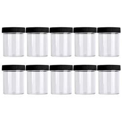 TiaoBug 10pcs 120ml Clear Plastic Empty Storage Jars Wide-Mouth Containers Jars for Beads, Jewelry, Make Up, Nails Art, Cream Black One Size