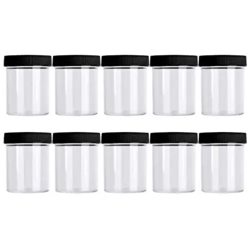 TiaoBug 10 Stück 120 ml Klare Plastikleere Behälter, Weite Öffnung, für Perlen, Schmuck, Make-up, Nail Art, Creme – Größe One