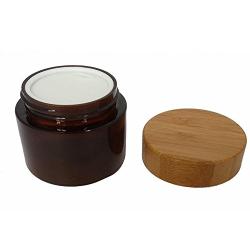 1PCS 50G Empty Refillable Brown Amber PET Plastic Lotion Cream Bottle Pot Jar Cosmetic Container with Liner and Natural Wooden Lid