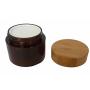 1PCS 50G Empty Refillable Brown Amber PET Plastic Lotion Cream Bottle Pot Jar Cosmetic Container with Liner and Natural Wooden Lid