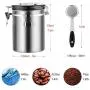 Edelstahndose für Kaffee mit Datumstracker, CO2-Ventil und Messlöffel, 1800 ml / 60 oz