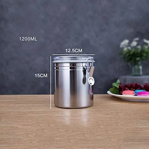 Contenant/Récipient pour Café en Métal Durable en Acier au Carbone/Acier Inox avec Verre Transparent Design Moderne pour Café, Café Moulu, Épices et Plus Encore (1512.5cm) Contenant/Récipient pour Café en Métal Durable en Acier au Carbone/Acier Inox avec Verre Transparent Design Moderne pour Café, Café Moulu, Épices et Plus Encore (1512.5cm)