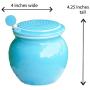 Cottage Creek Honey Dispenser Porcelain Honey Jar With Lid/Wooden Dipper Included With Honey Pot Holds 15 Ounces Of Honey [Blue]