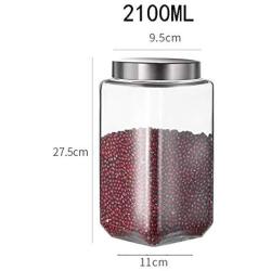 Sealed jar Glass With lid Household Glass Jars/Storage jar Assorted collection of airtight vintage dry food Containers 2100ml（2.1L） (Size : 2100ml1)