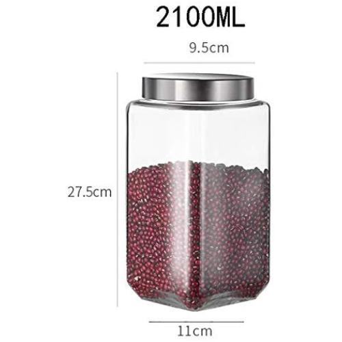 Glasbehälter mit Deckel, Haushaltglasbehälter/Lagerglasbehälter, vielfältige Sammlung von luftdichten Vintage-Dosen zur Trockenahrung, 2100ml (2,1L) (Größe: 2100ml1)
