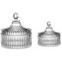 Yl Ly Crystal Candy Jar With Lid Transparent Striped Crystal Candy Jar Coffee Bottle Dried Fruit Storage Tank Biscuit Barrel Cookies Tin Yurt Large + Small