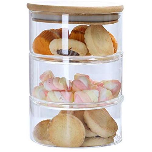 1/2/3/4-Tier Stackable Glass Apothecary Jar Kitchen Candy Cookie Storage Containers With Lid Food Bulk Container - Transparent Glass Storage Containers With Lids