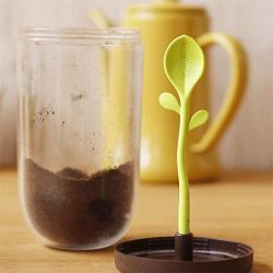 Storage Bottles Jars - 1 Piece Creative Sprout Jar Shaker Tea Leaves Coffee Bean Sugar Storage Container Cute Spoon - Jars Storage Bottles Storage Bottles Jars Ceramic Salt Container Spic